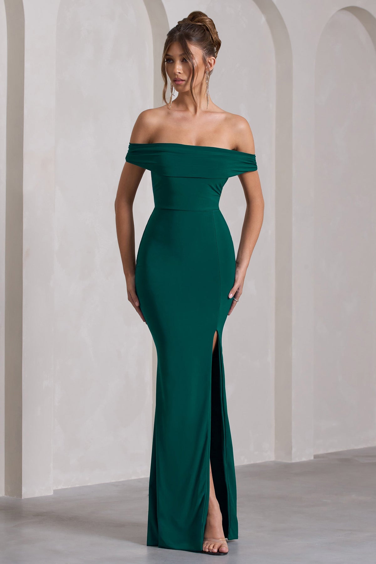 WB_CC_CL124662047-LawofAttractionBottleGreenBardotDrapedSplitMaxiDress2