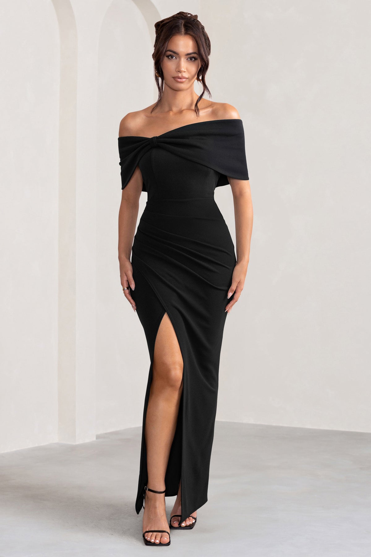 WB_BR_CL127770-EvaBlackBardotBowDetailMaxiDressWithThighSplit0
