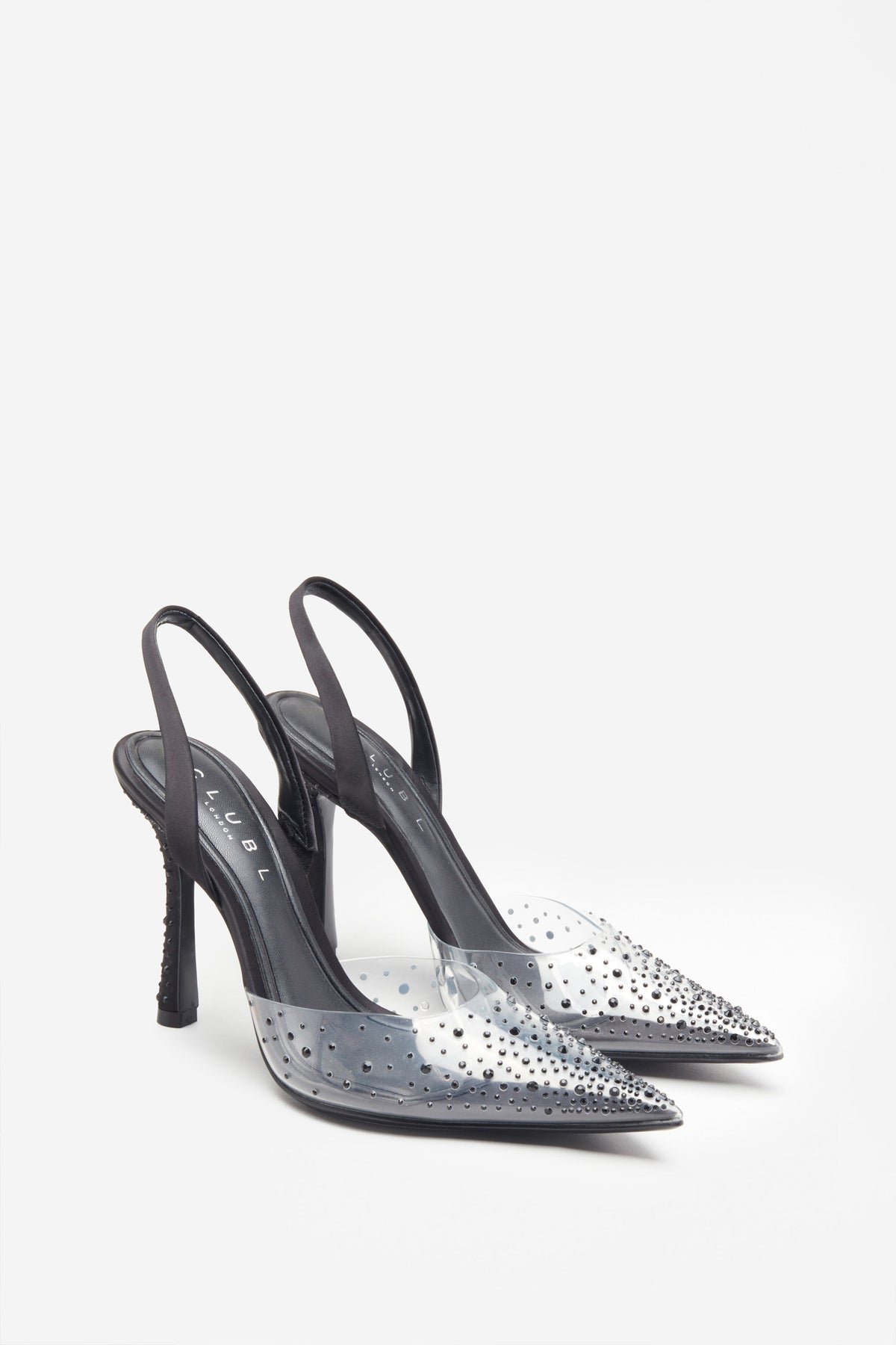 Covergirl | Black Diamante Sling Back Pointed Heels - Club L 