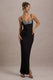 Ignacia | Black Asymmetric Maxi Dress With Embellished Sequin Detail - Club L 