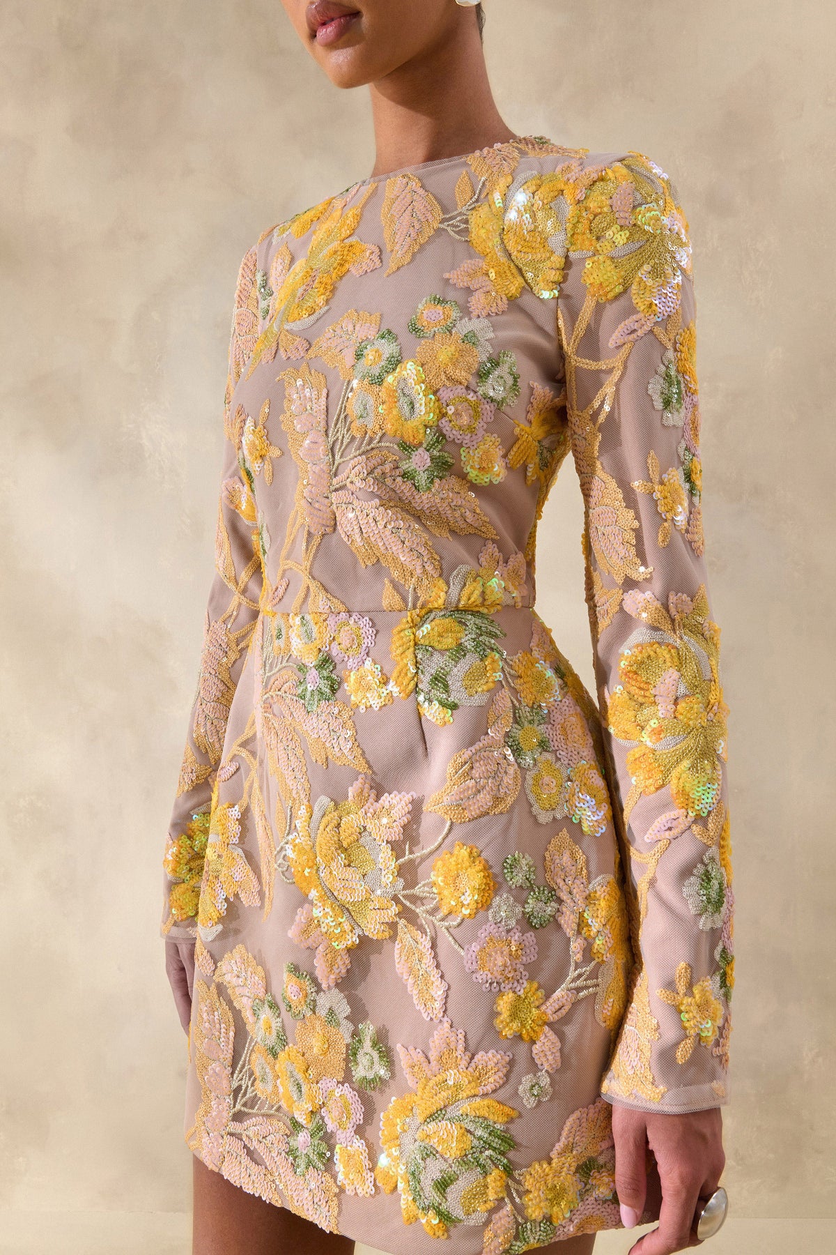 ECM_HR_CL137212121 - Merdia | Yellow Embellished Floral Crew-Neck Mini Dress 6.jpg