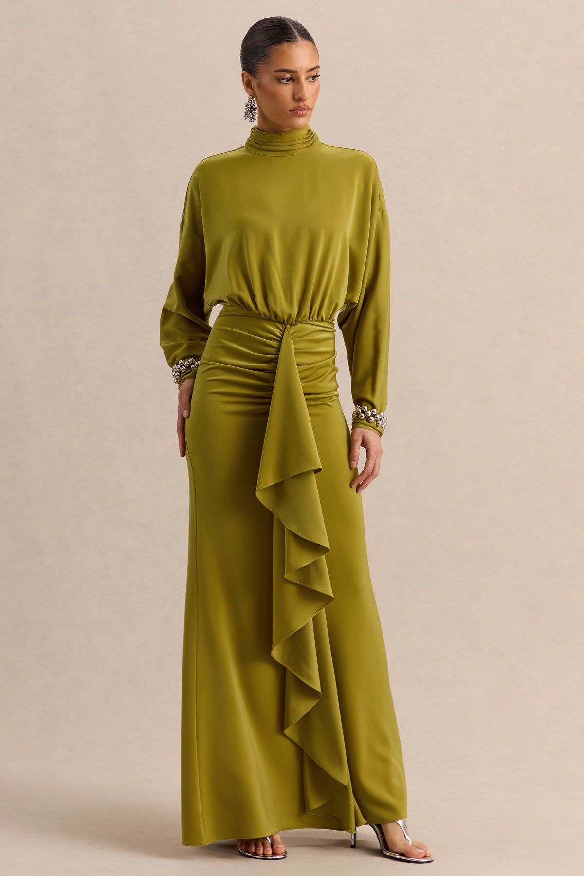 ECM_HR_CL137287031----Perla-Olive-High-Neck-Maxi-Dress-With-Gathered-Detailing-1.jpg