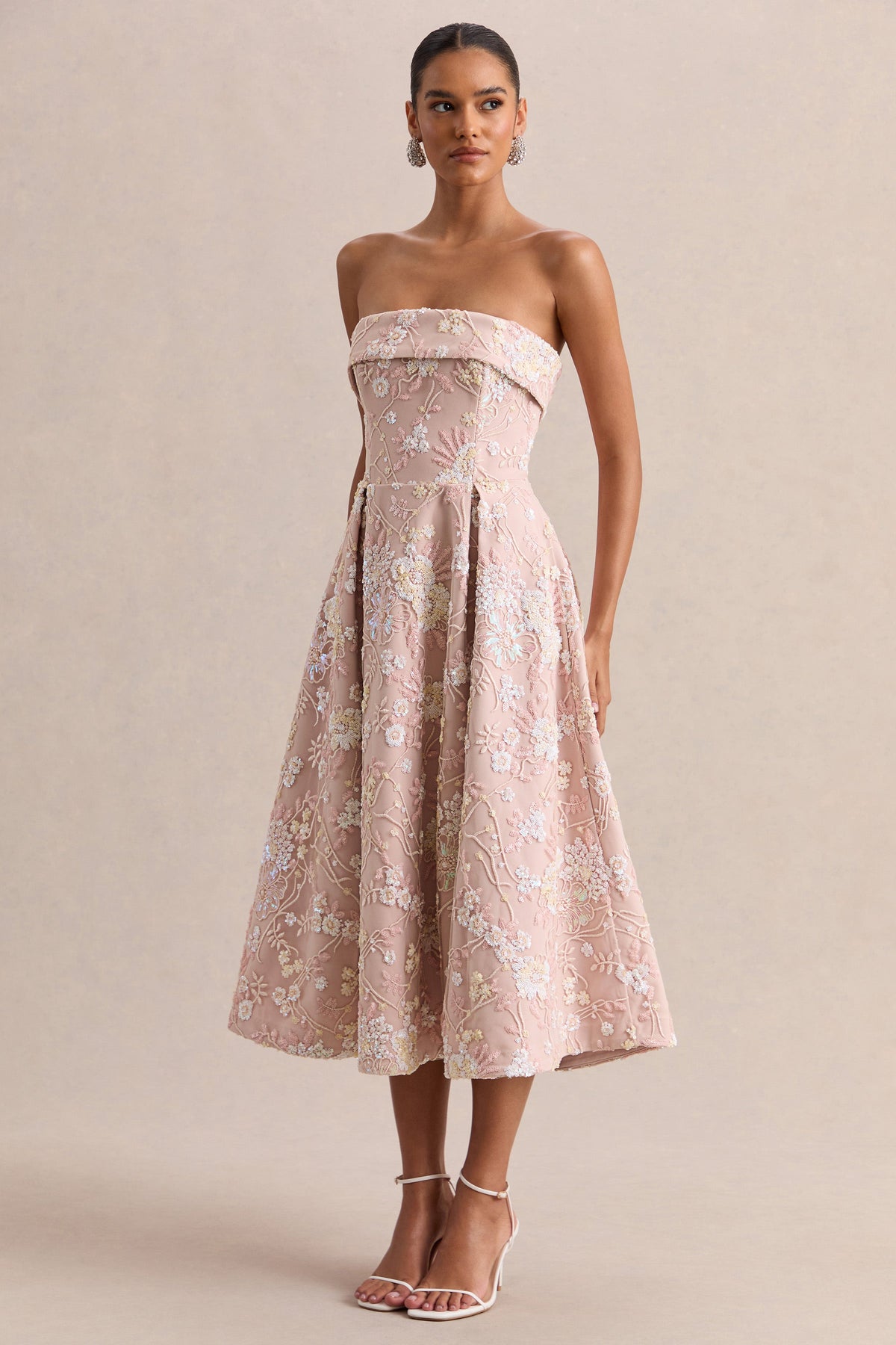 ECM_HR_CL137304042 - Amaris _ Pink Embellished Floral Bandeau Skater Midi Dress 01.jpg
