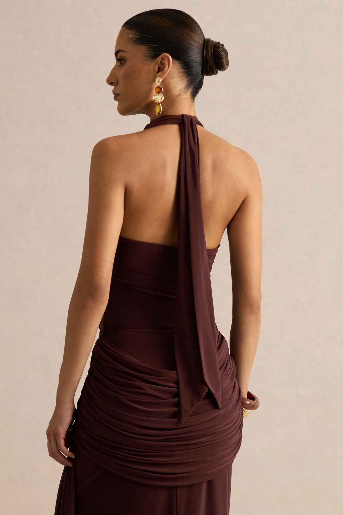 Kavya Dark Brown Extreme Plunge Neck Bodysuit CL137812022 65.jpg