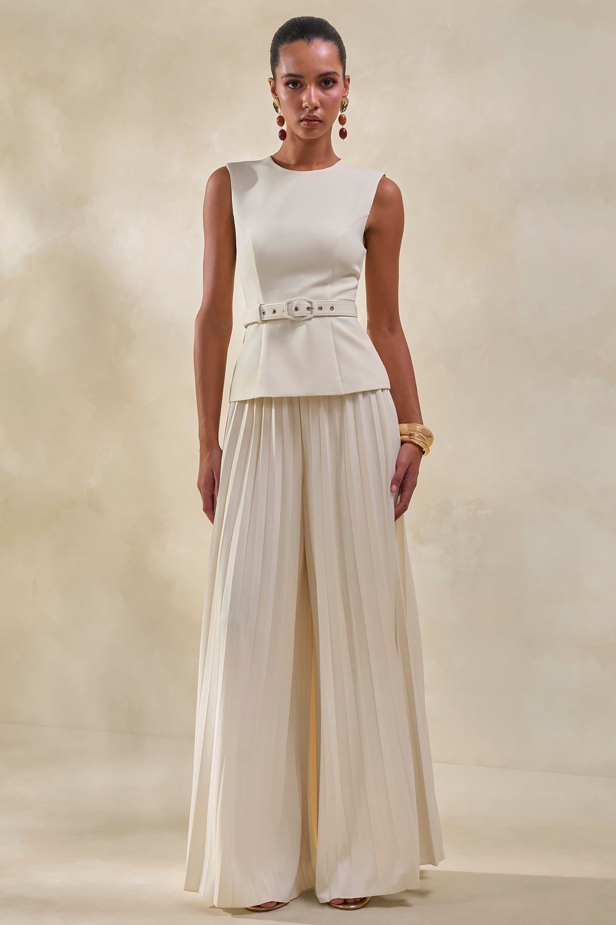 CL13794011106_ECM_HR_CL137939111---Karienne-_-Cream-Round-Neck-Top-With-Belted-Detail-_-CL137940111---Lerenza-_-Cream-Satin-Wide-Leg-Pleated-Trousers1