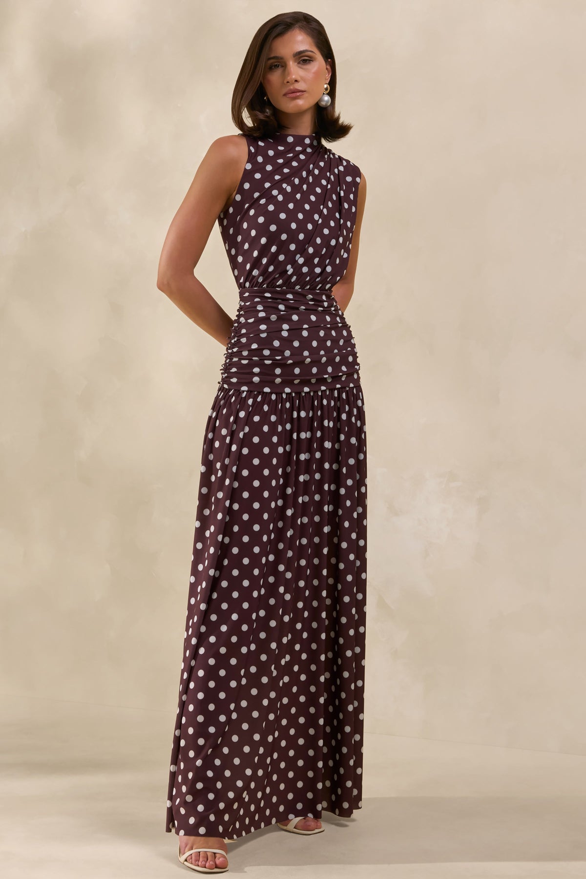 ECM_HR_CL138444021---Kelis-Brown-Polka-Dot-High-Neck-Maxi-Dress-With-Draped-Detailing1.jpg