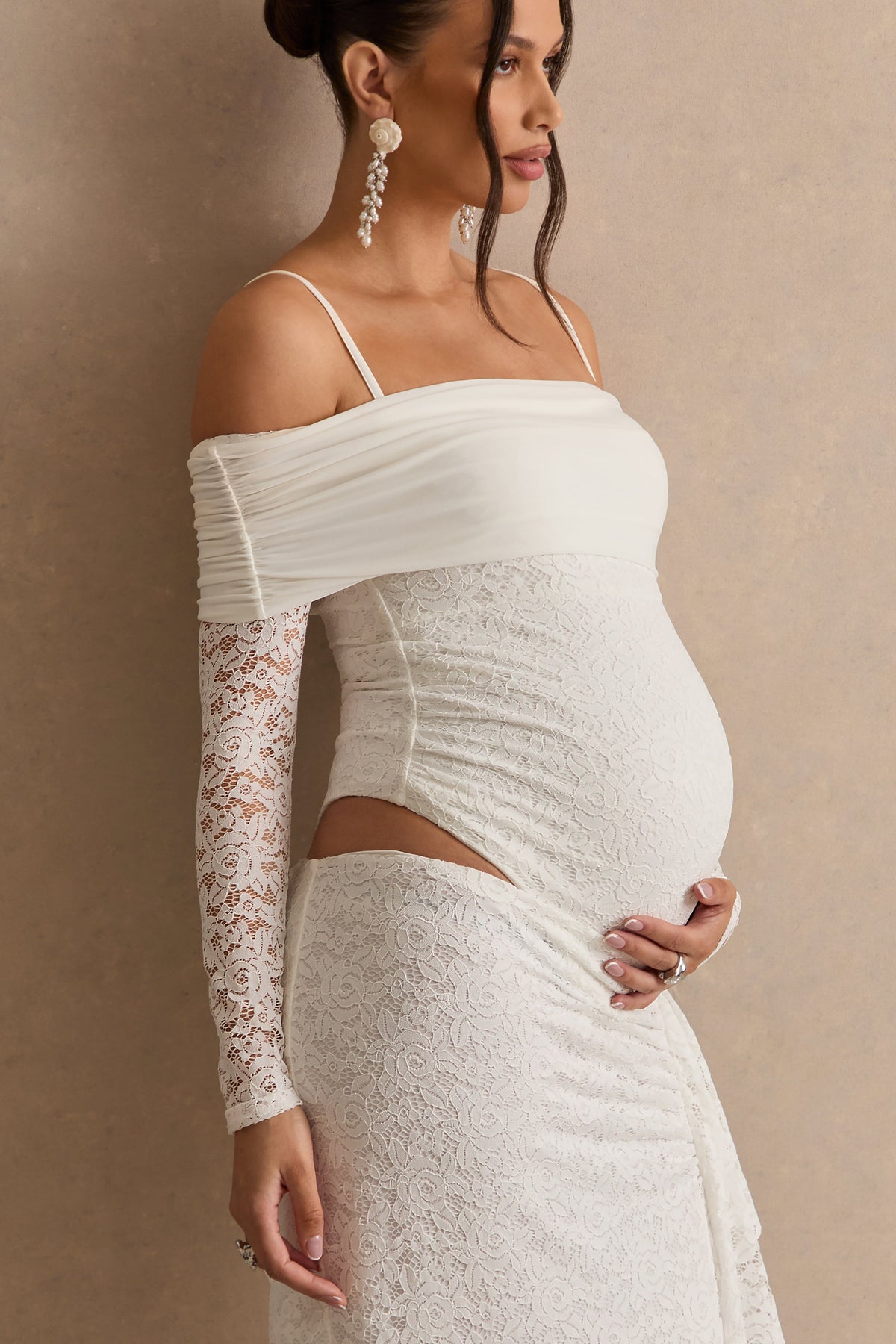 ECM_HR_CL138515111---Delmara-_-Cream-Lace-Maternity-Maxi-Skirt-With-Gathered-Detailing-+-CL138514111---Delmara-_-Cream-Lace-Bardot-Neck-Maternity-Bodysuit12.jpg