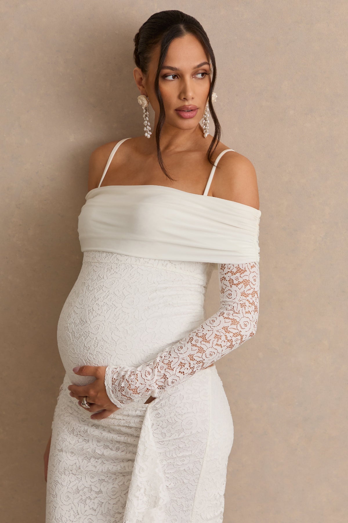ECM_HR_CL138515111---Delmara-_-Cream-Lace-Maternity-Maxi-Skirt-With-Gathered-Detailing-+-CL138514111---Delmara-_-Cream-Lace-Bardot-Neck-Maternity-Bodysuit8.jpg
