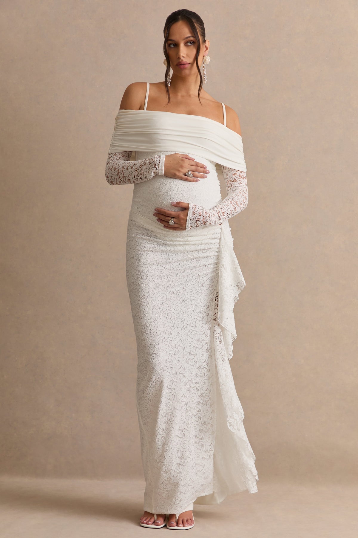 ECM_HR_CL138515111---Delmara-_-Cream-Lace-Maternity-Maxi-Skirt-With-Gathered-Detailing-+-CL138514111---Delmara-_-Cream-Lace-Bardot-Neck-Maternity-Bodysuit0.jpg