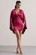 Olsen | Raspberry Satin Plunge-Neck Cape Mini Dress - Club L 